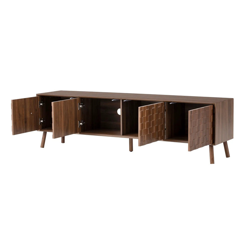 TV Stand With Soft Closing Hinges And Cable Management - Walnut by HouseOfZazla