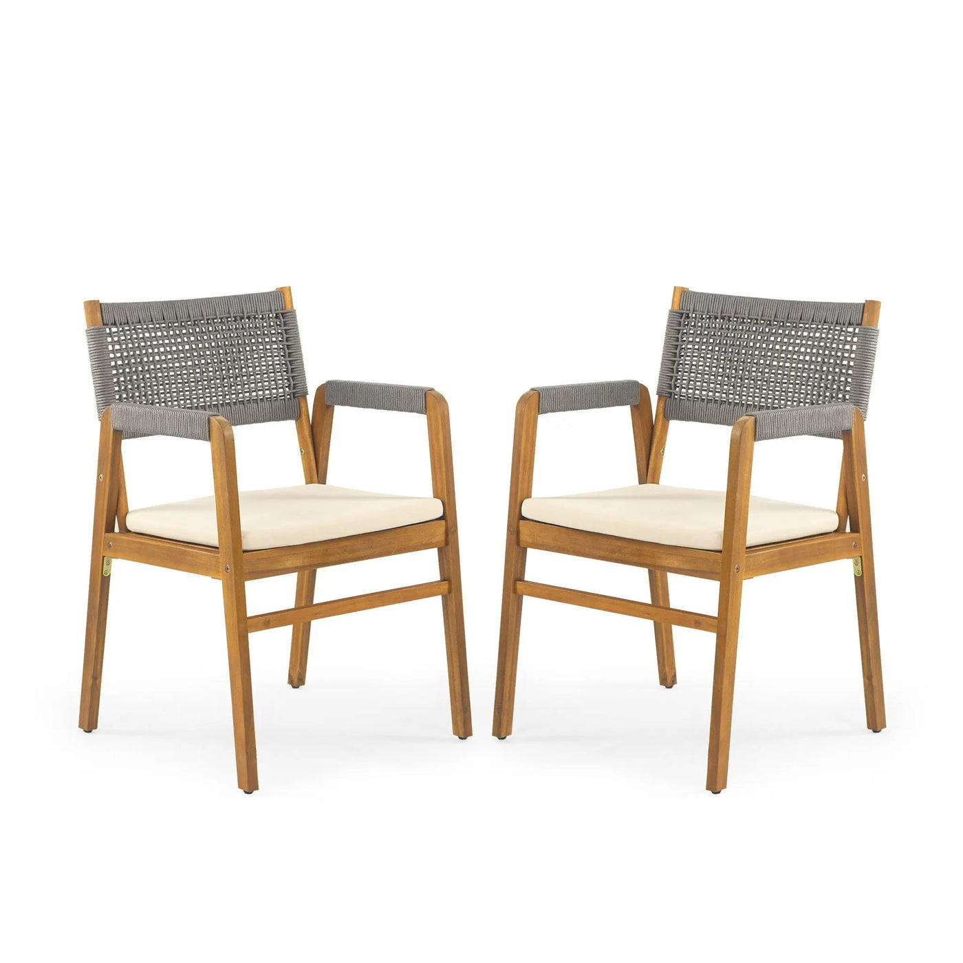 Outdoor Acacia Wood Dining Armchair With Cushion (Set of 2) by HouseOfZazla