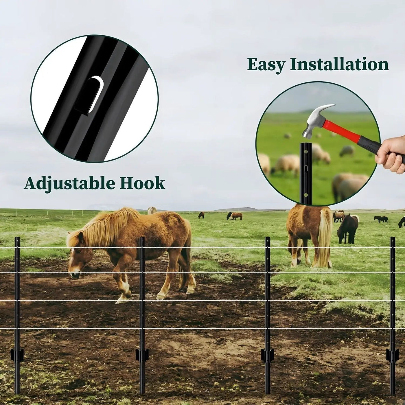 4 Foot U-Shaped Metal Garden Fence Posts Set for Wire Mesh Fencing by HouseOfZazla