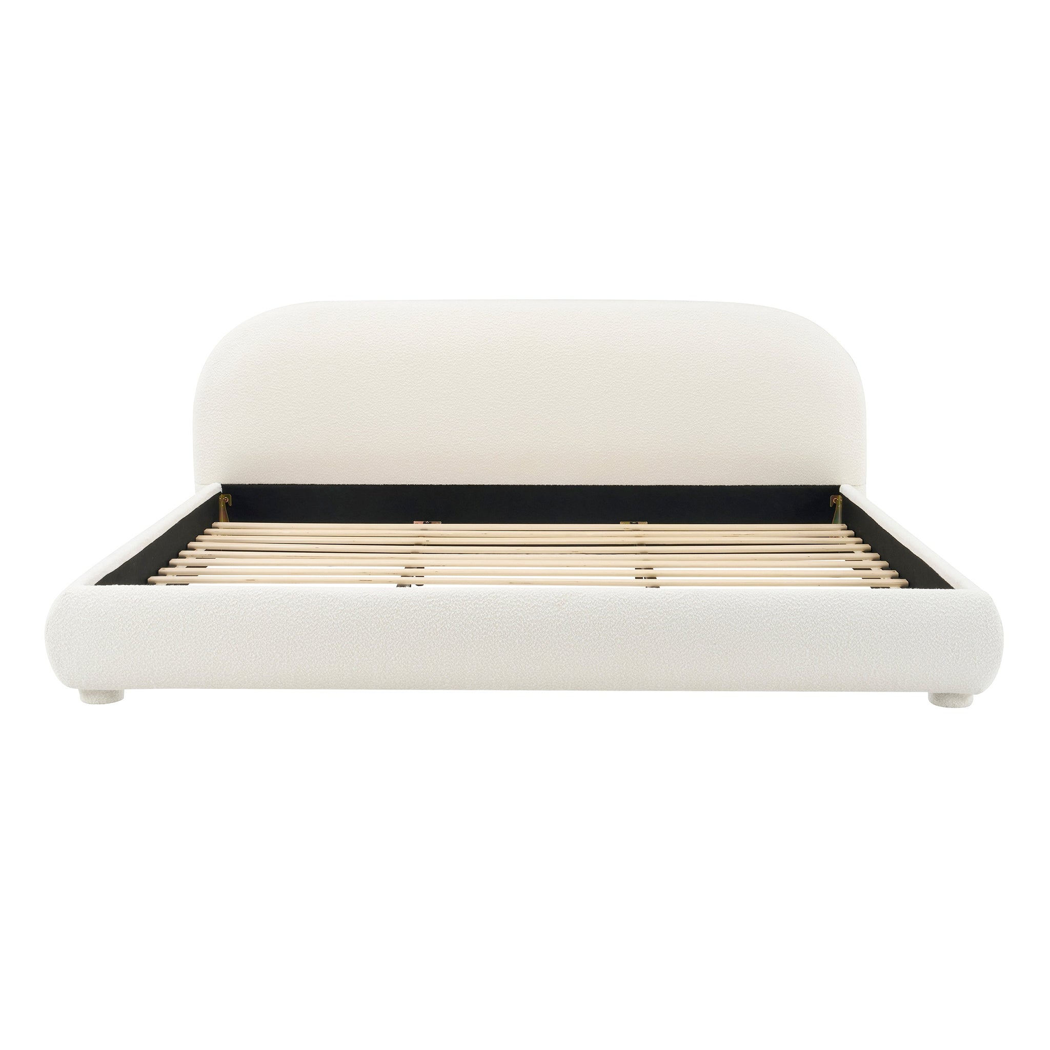 Cream Style Fabric Upholstered Bed, Simple Modern Bedroom King by HouseOfZazla