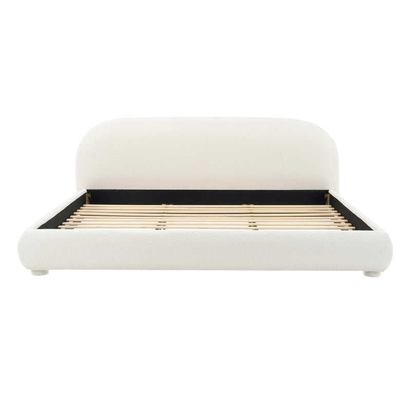 Cream Style Fabric Upholstered Bed, Simple Modern Bedroom King by HouseOfZazla
