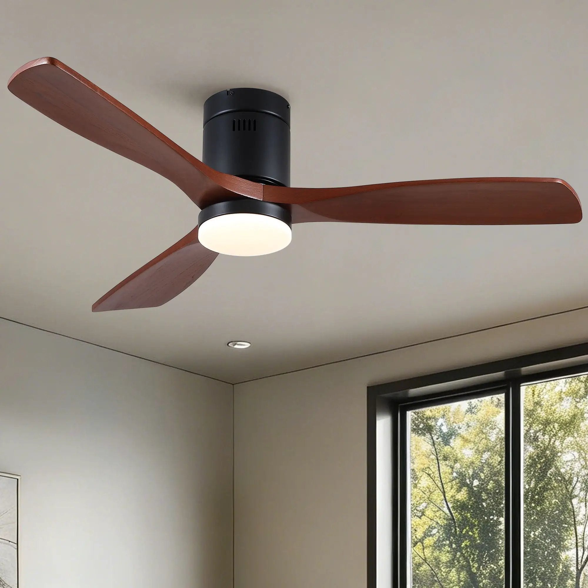Low Profile Flush Mount Intergrated LED Ceiling Fan With Light And Silent Reversible Motor by Unique Piece Furniture