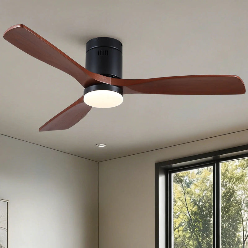 Low Profile Flush Mount Intergrated LED Ceiling Fan With Light And Silent Reversible Motor by Unique Piece Furniture