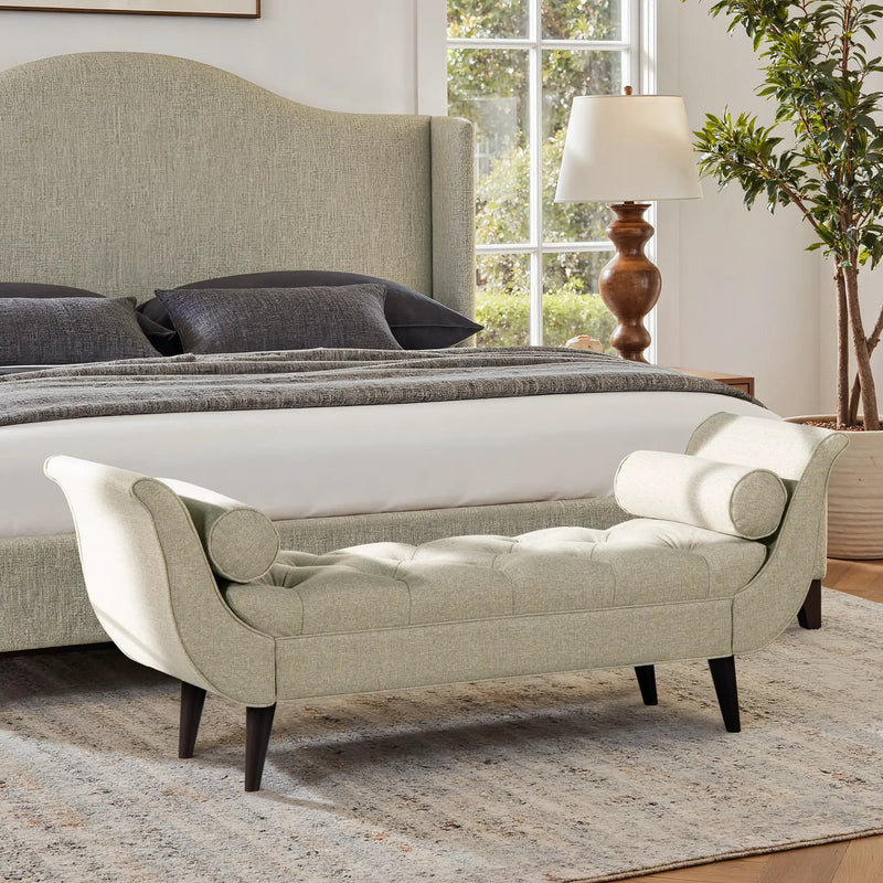 Alma Tufted Flared Arm Entryway Bench by HouseOfZazla