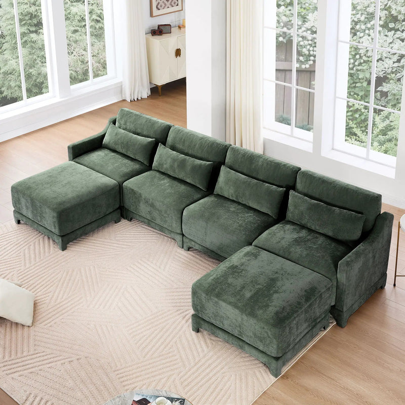 Stylish Sofa With Ottoman And Lumbar Pillows, Ergonomic Design by Unique Piece Furniture