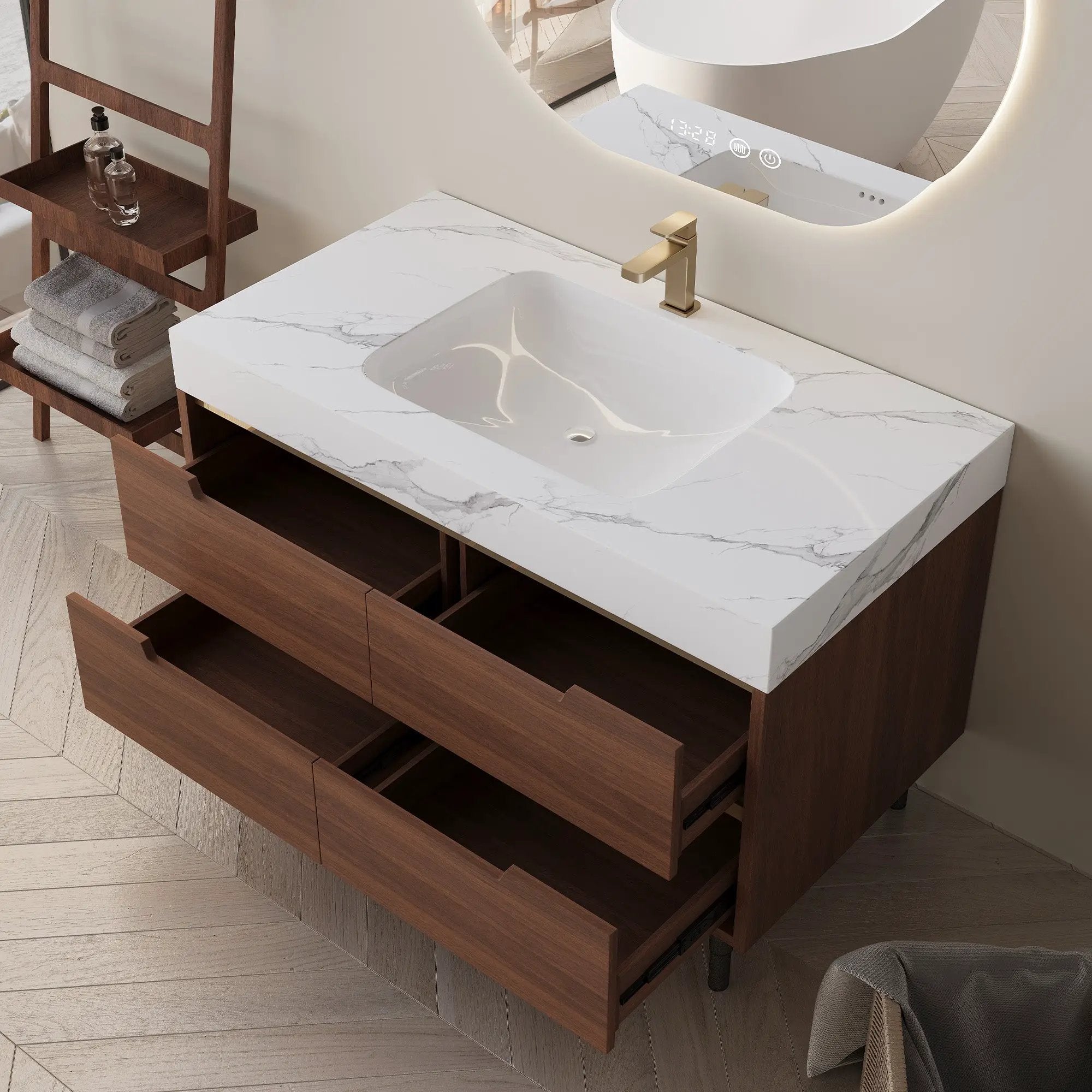 35.4" Farmhouse Free-standing Sintered Stone Bathroom Vanity with Undermount Sink by HouseOfZazla