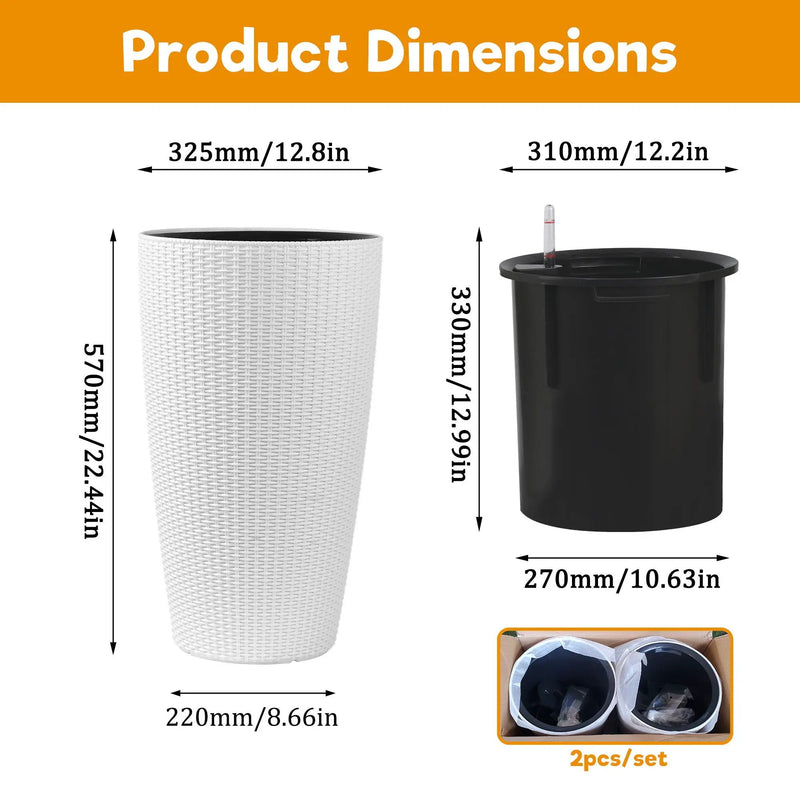 Tall Planters Set With Water Level Monitor And Auto Watering by Unique Piece Furniture