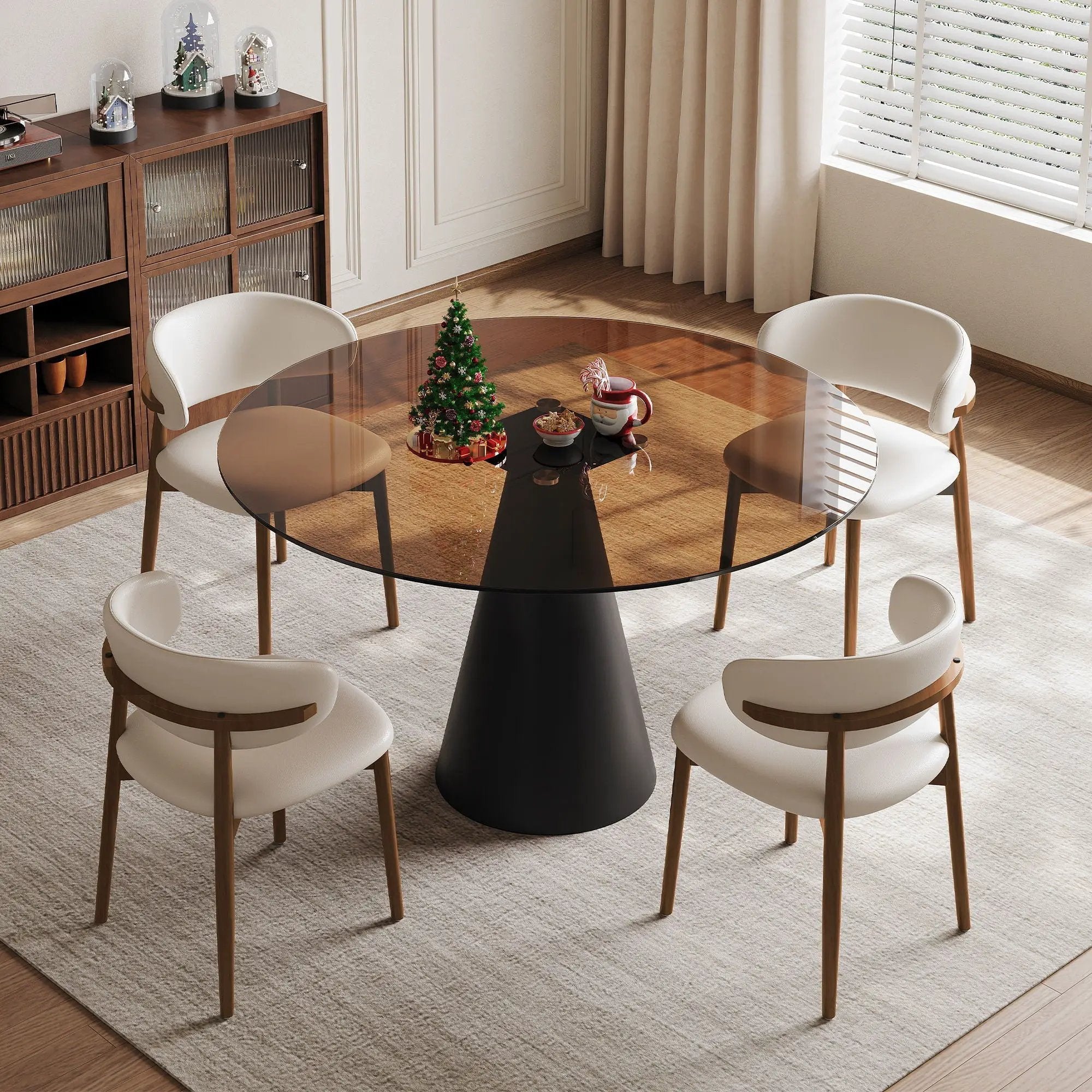 Round Glass Dining Table With Chairs by HouseOfZazla