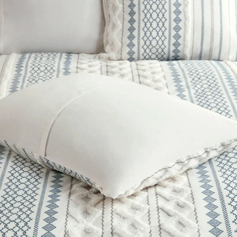 Full/Queen Cotton Printed Duvet Cover Set with Chenille by HouseOfZazla