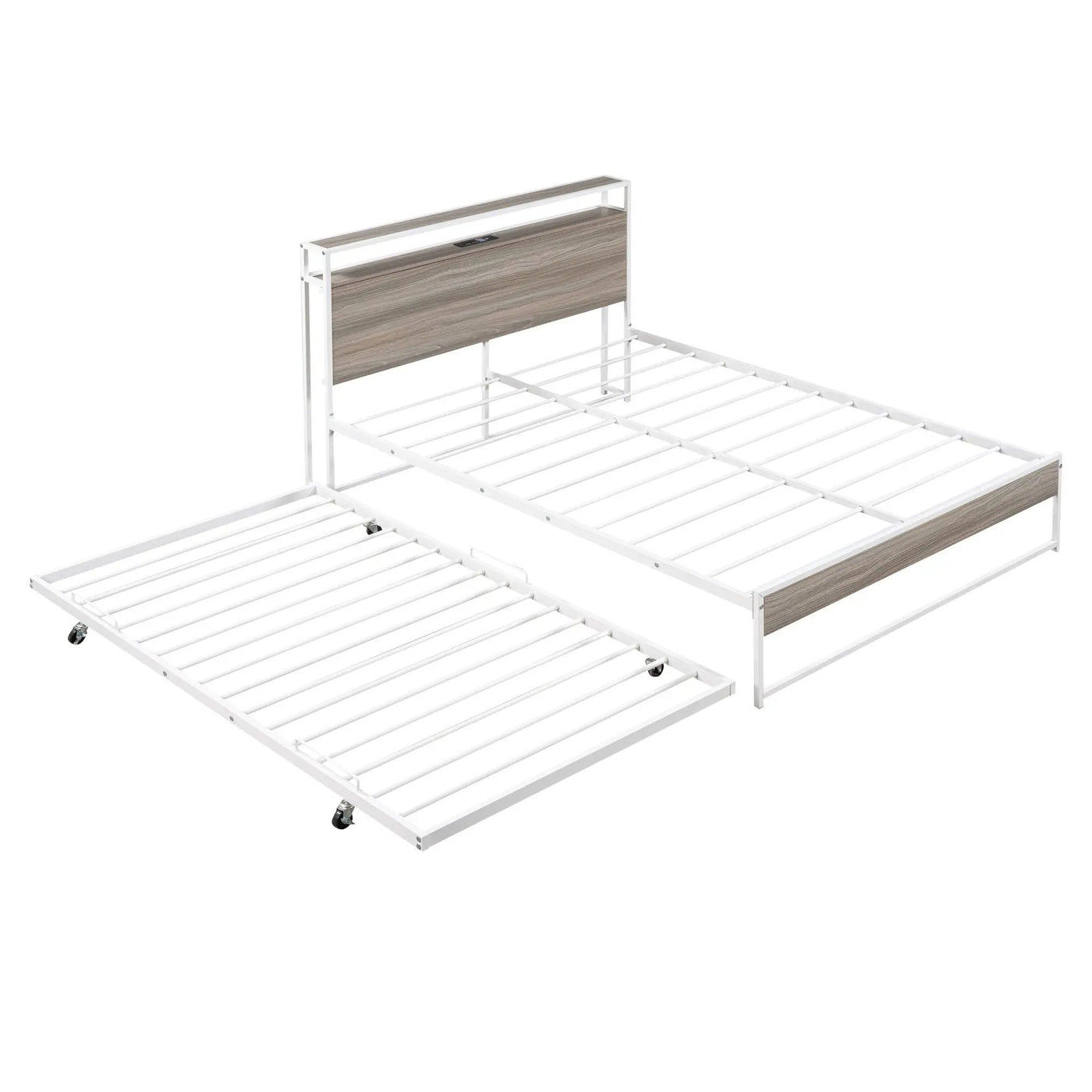 Platform Bed Frame With Trundle, USB Ports And Slat Support, No Box Spring Needed by Unique Piece Furniture
