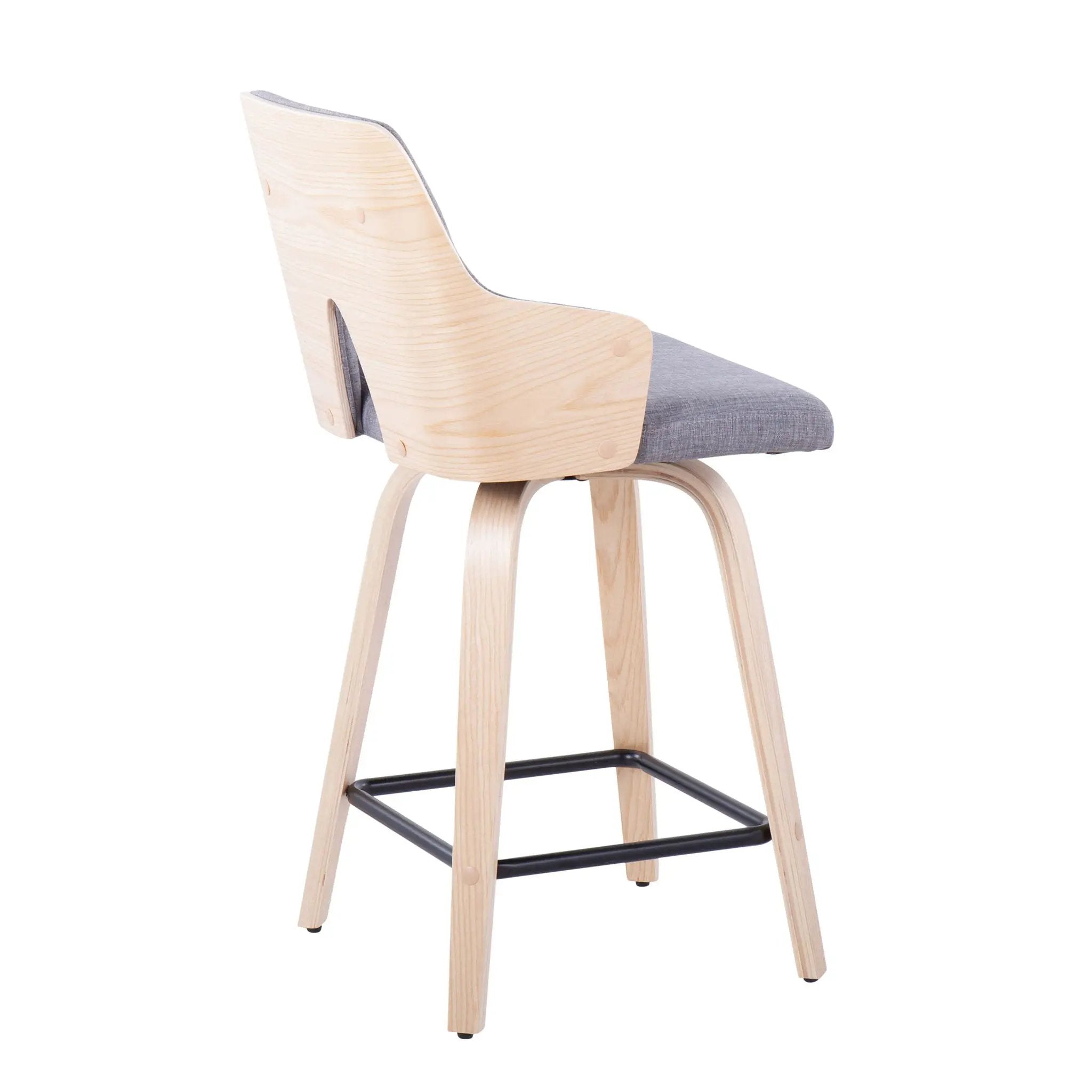 Stella - Contemporary Fixed Height Counter Stool With Swivel Square Footrest (Set of 2) by HouseOfZazla