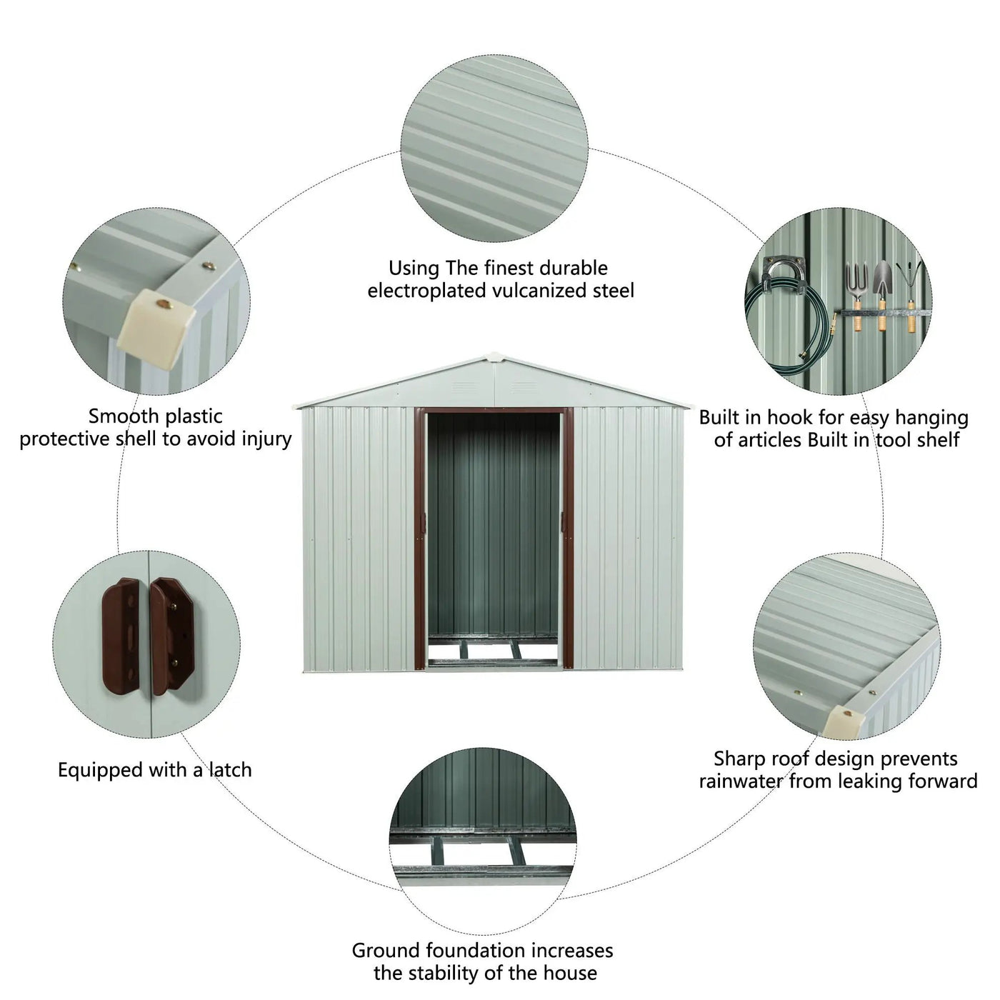 88.98" Outdoor Metal Storage Shed With Window by HouseOfZazla