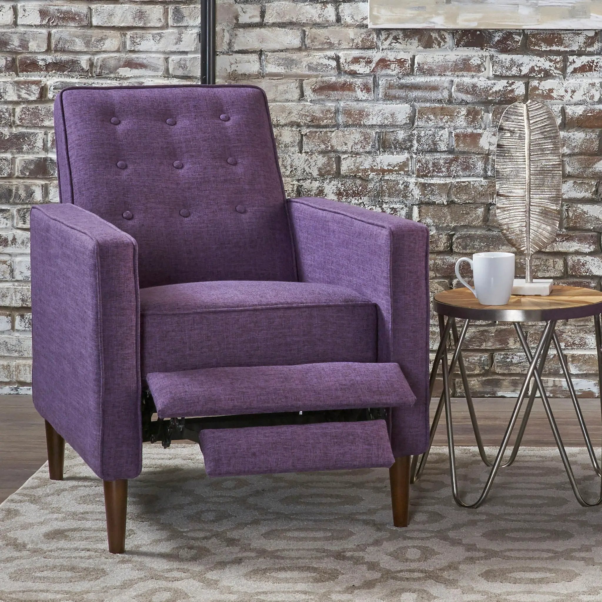 Mid-Century Modern Recliner With Button Tufted Waffle Stitch by HouseOfZazla