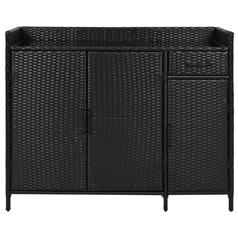 K&K 47.5"W Wicker Outdoor Storage Cabinet with Tempered Glass Top by HouseOfZazla