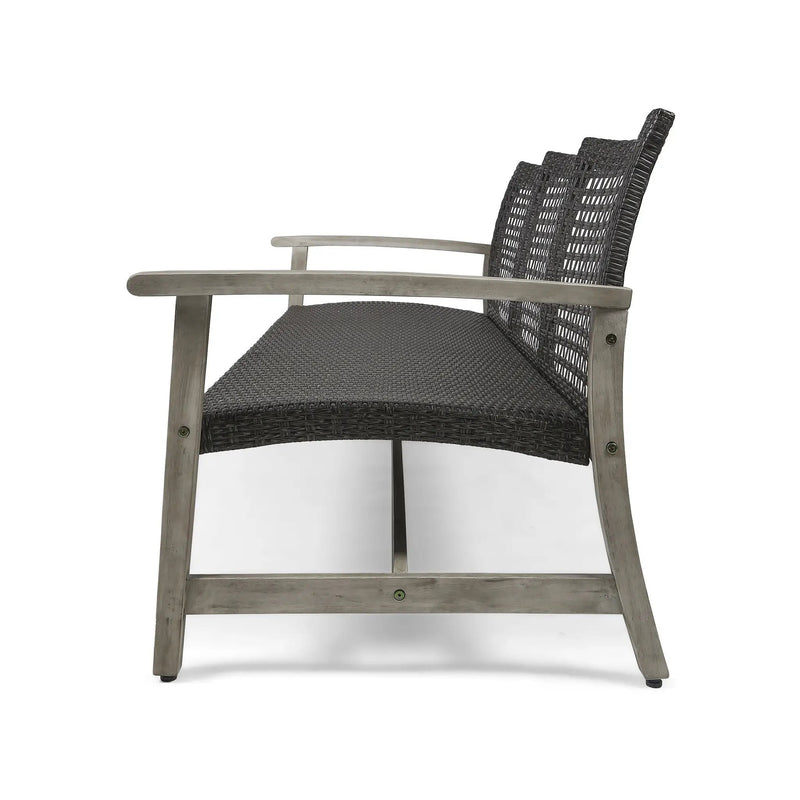 Outdoor Acacia Wood Wicker 3 Seater Sofa by HouseOfZazla