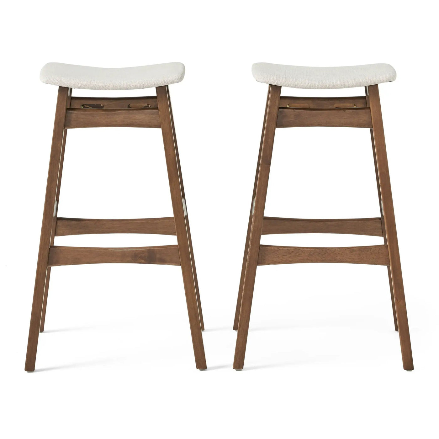 Mid Century Modern Bar Stool Set With Upholstered Seating by HouseOfZazla