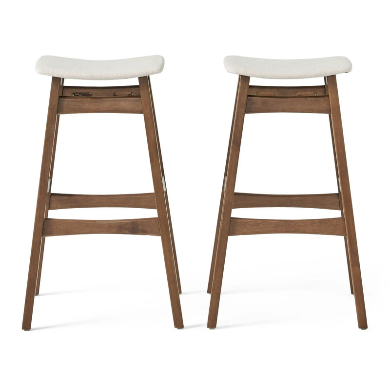 Mid Century Modern Bar Stool Set With Upholstered Seating by HouseOfZazla