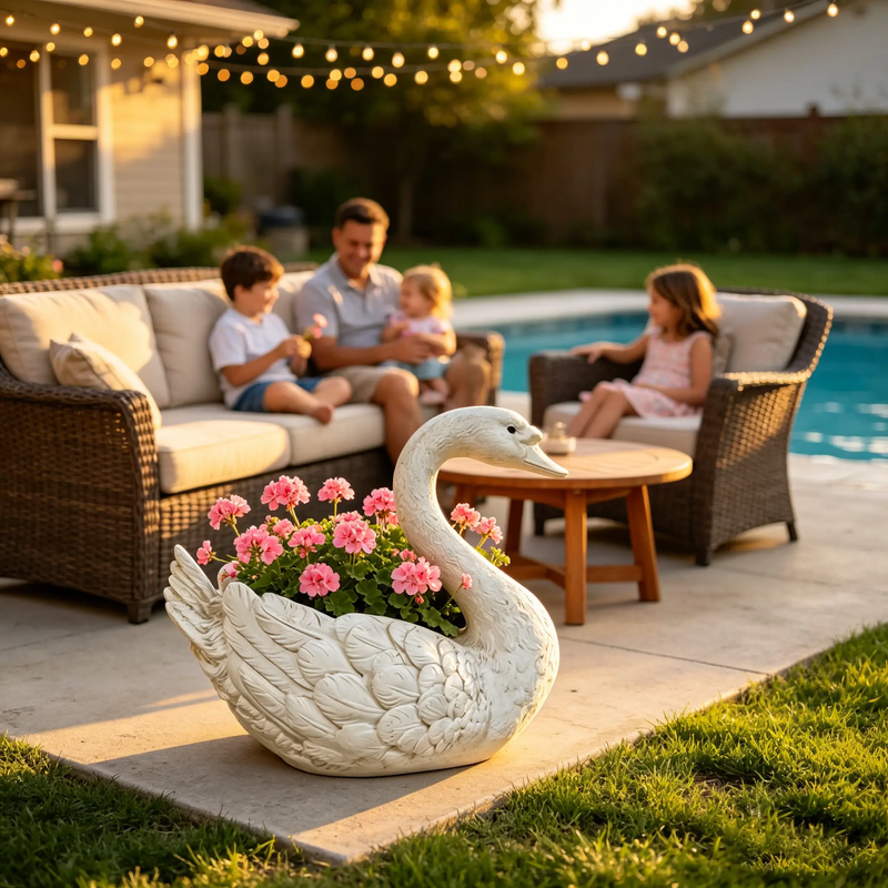 12.6'' Tall Swan Sculpture Planter by HouseOfZazla