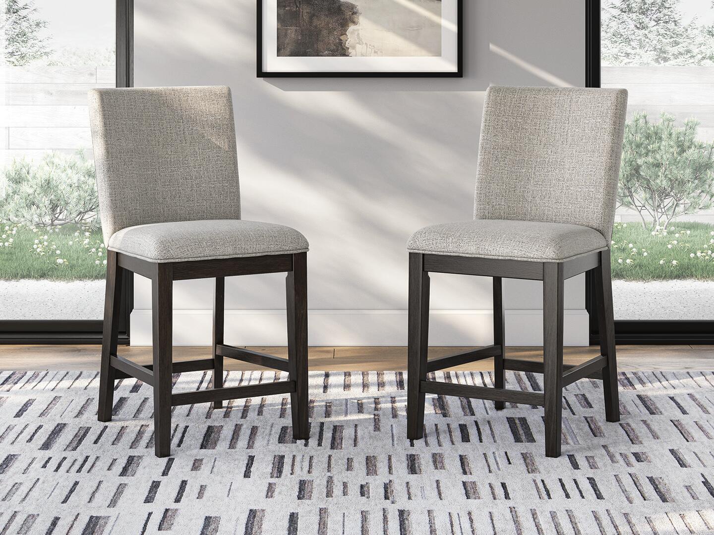 Neymorton - Upholstered Barstool (Set of 2) - Dark Grayish Brown by Unique Piece Furniture