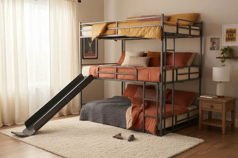 Twin Size House Loft Bed With Slide And Ladder - Black by HouseOfZazla