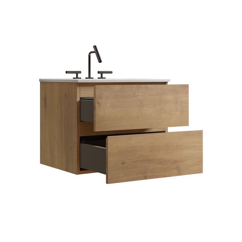 Wall Mount 24" Natural Oak Bathroom Vanity by HouseOfZazla