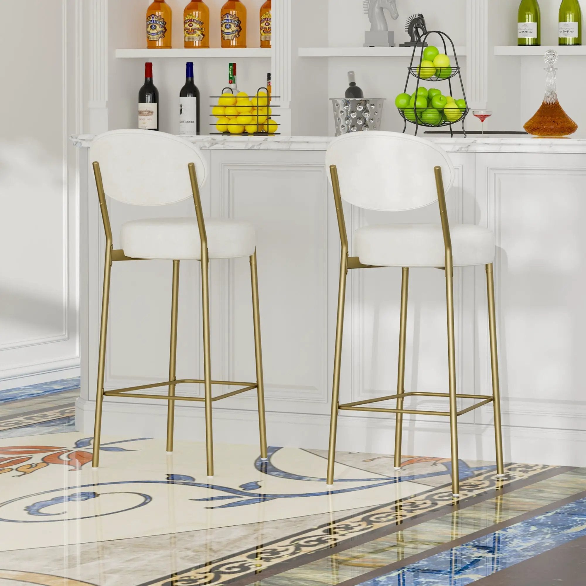 29'' Upholstered Velvet Bar Stools with Backrest & Footrest - Set of 2 by HouseOfZazla