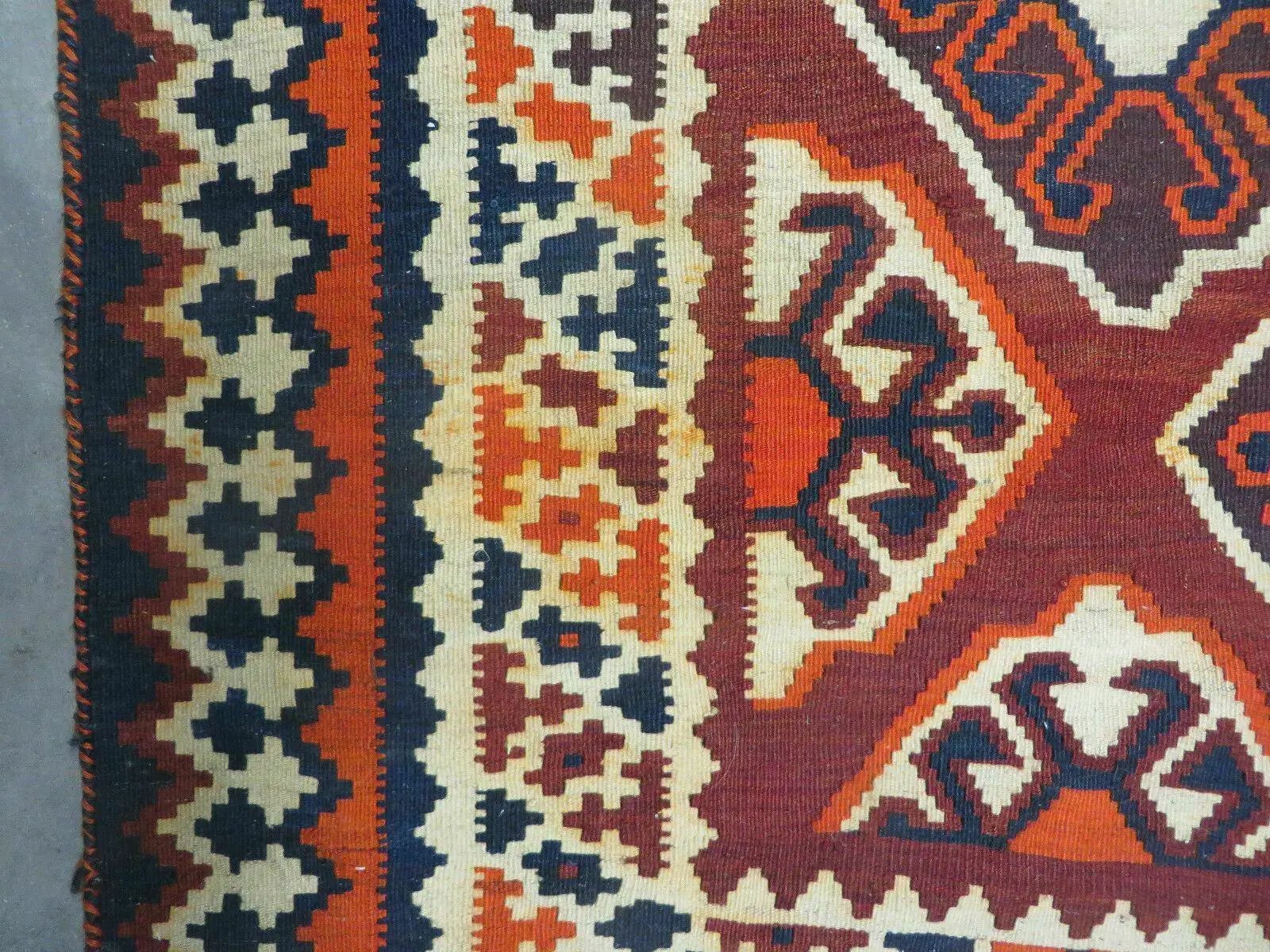 5' X 10' Antique Turkish Kilim Handmade Flat Weave Wool Rug Red Colorful Veg Dye Bohemian Boho Chic Tribal Style And Design by Jewel Rugs
