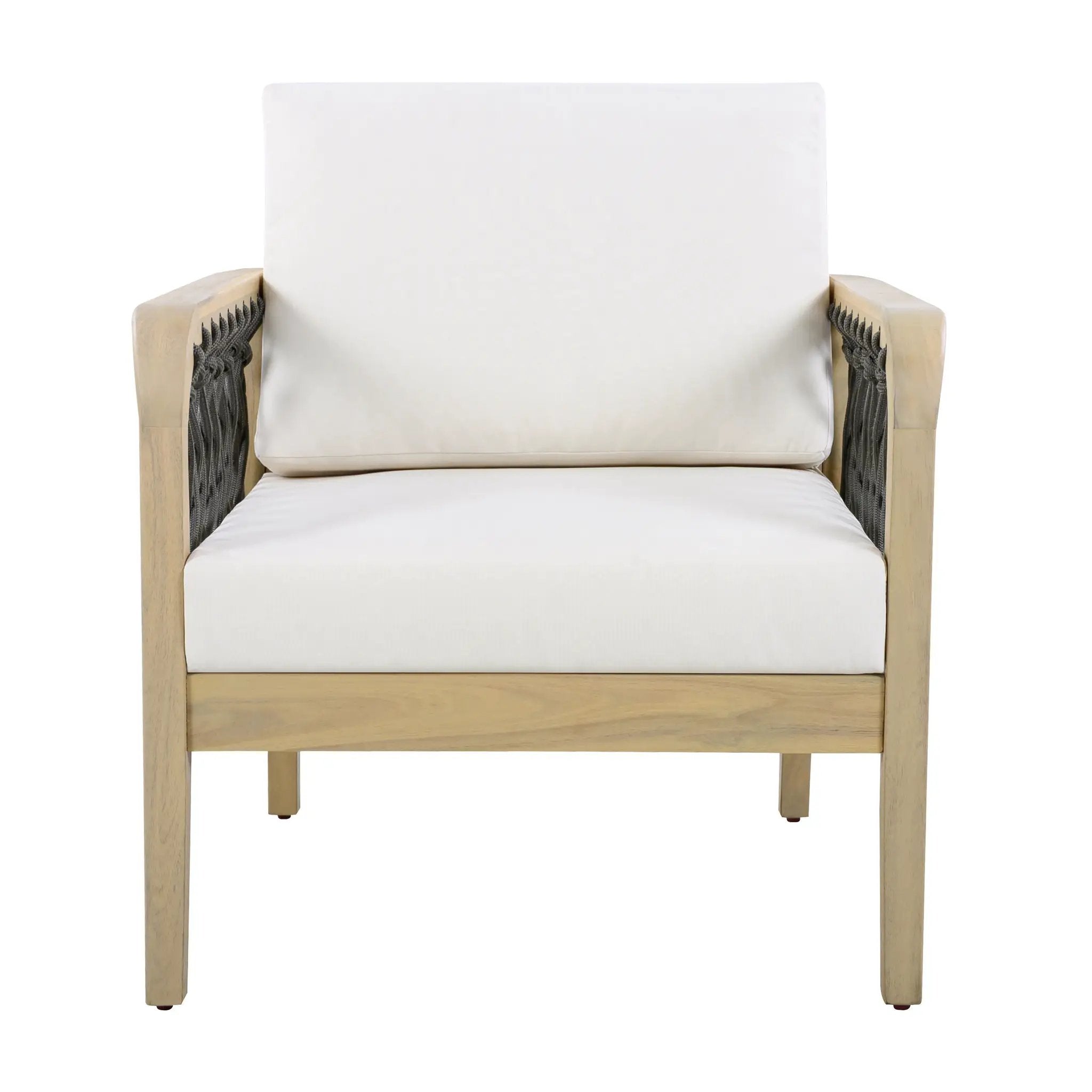 Outdoor Acacia Wood Club Chair with Handwoven Rope (Set of 2) by HouseOfZazla