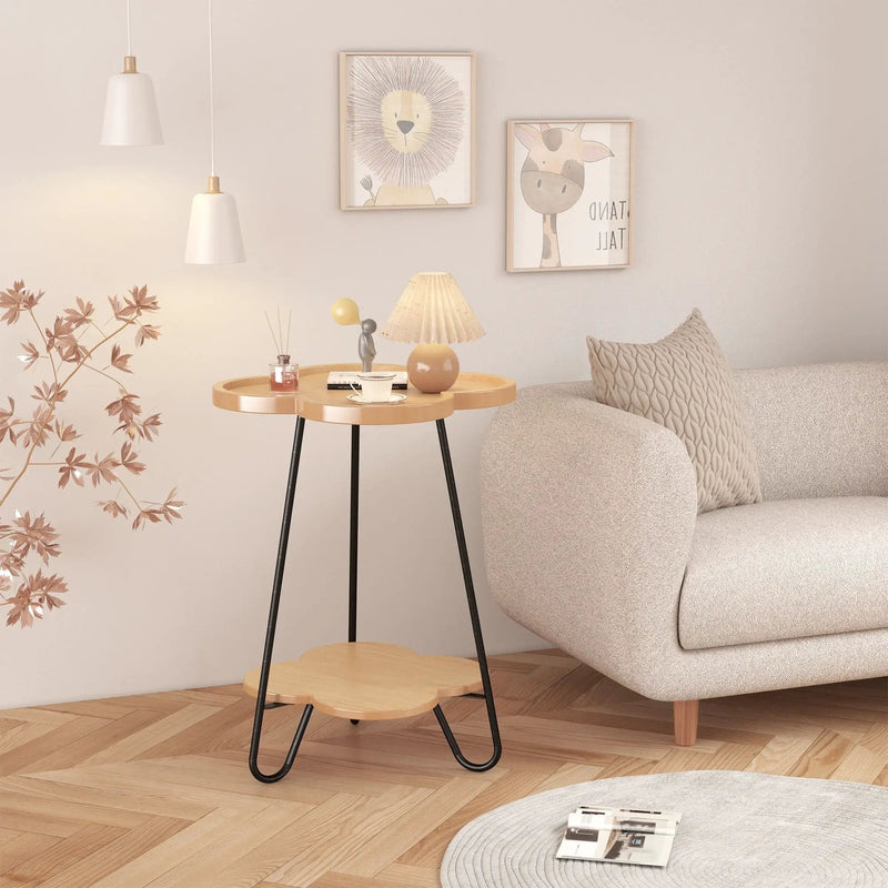 Petal Shape Accent Side Table - Acacia Wood by HouseOfZazla