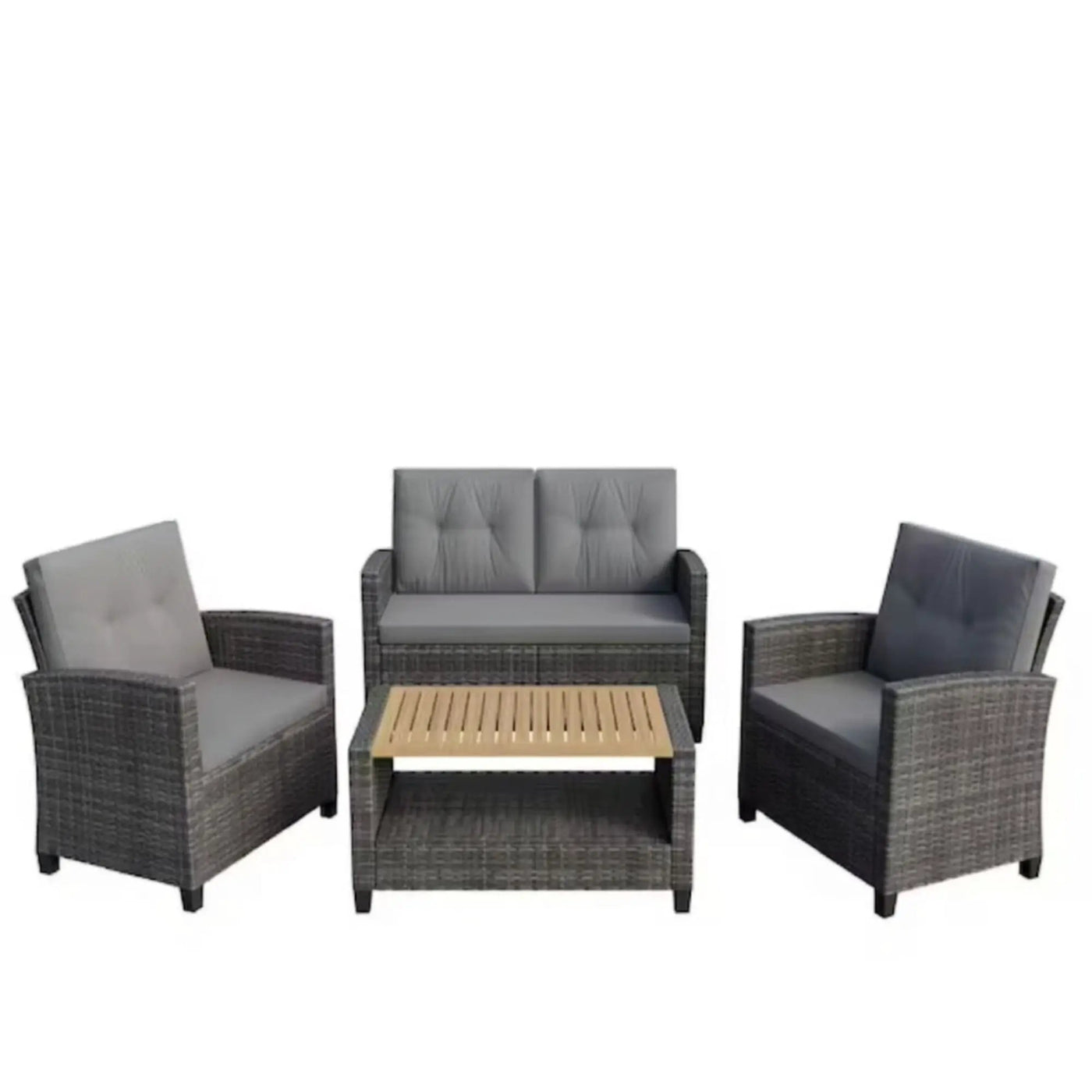 Modern All-Weather Patio Set With Cushions And Table by HouseOfZazla