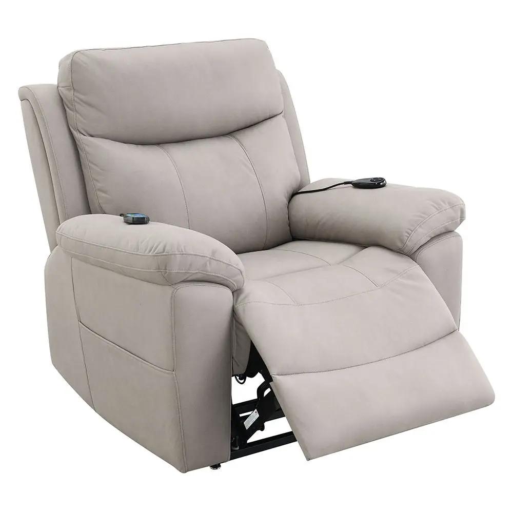 Chriki - Power Recliner With Lift & Heating & Massage - Beige Chenille & Black by Unique Piece Furniture