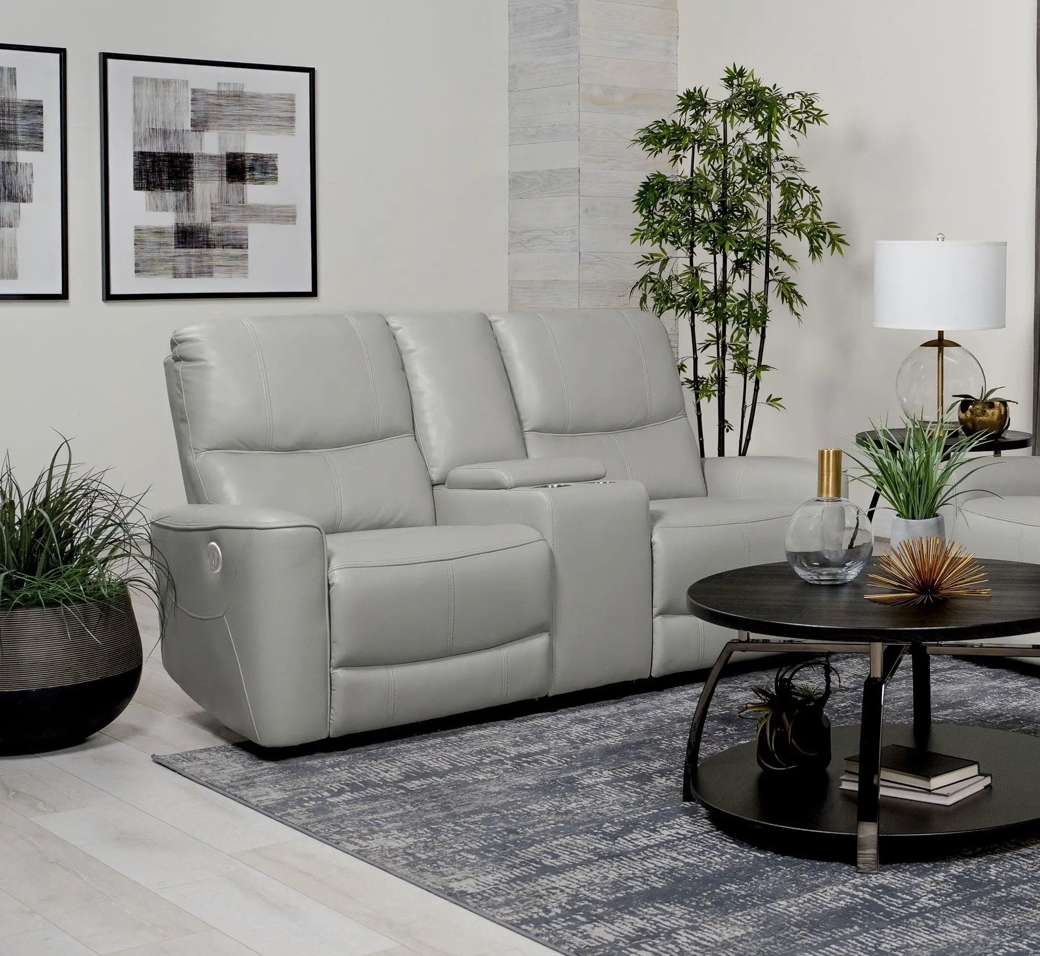 Greenfield Upholstered Power Reclining Loveseat Dove Grey by Unique Piece Furniture