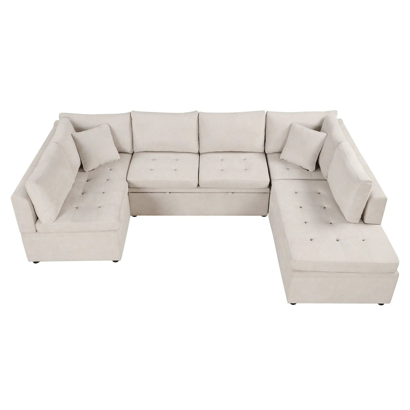 Oversized Sectional Sofa U-Shaped Sofa Couch Pull-Out Sofa Bed With Two Throw Pillows For Living Room by HouseOfZazla