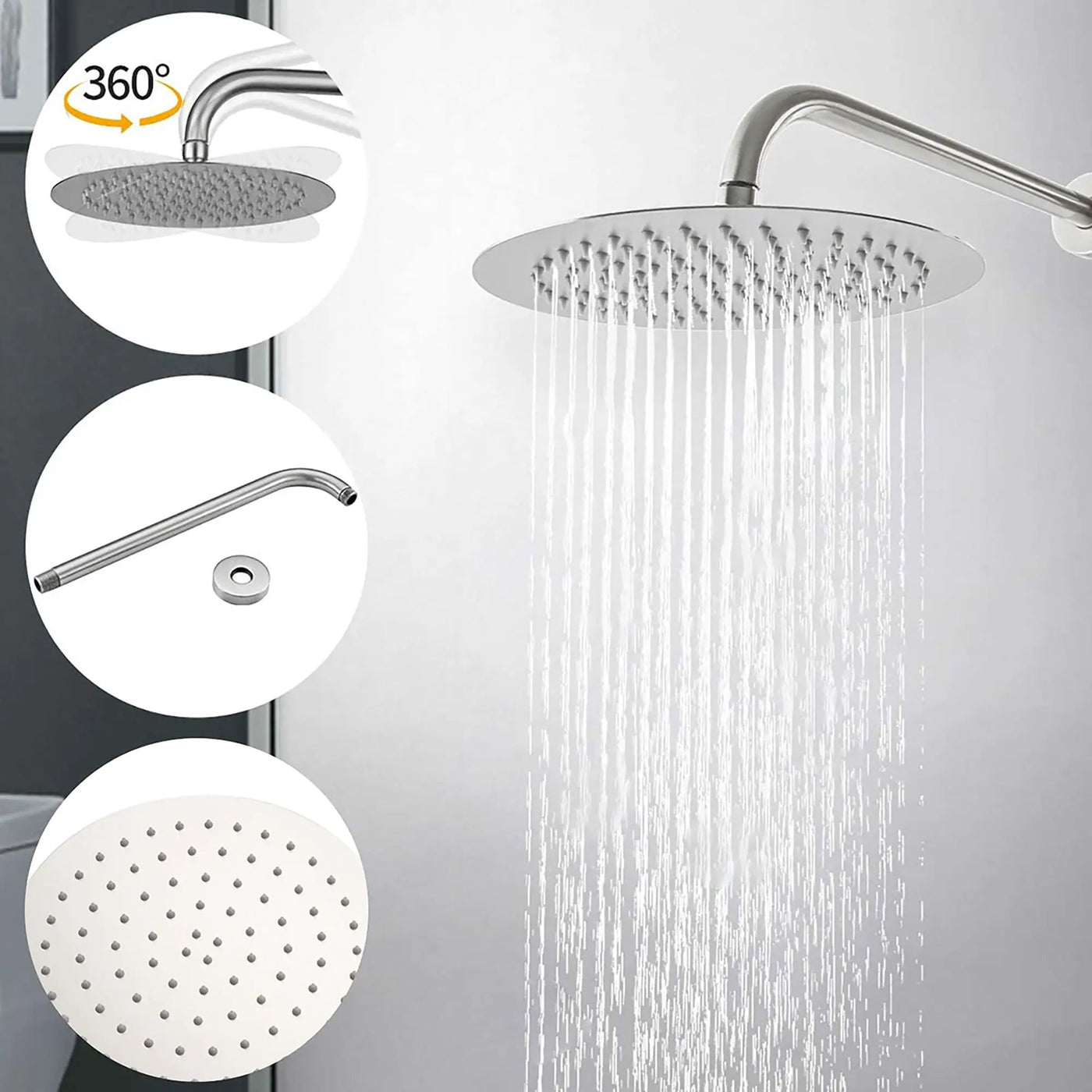 Elegant 10" Round Rain Shower Head And Handheld Set With Adjustable Tilt And Dual Modes by HouseOfZazla