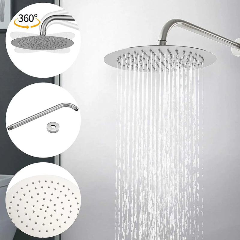 Elegant 10" Round Rain Shower Head And Handheld Set With Adjustable Tilt And Dual Modes by HouseOfZazla
