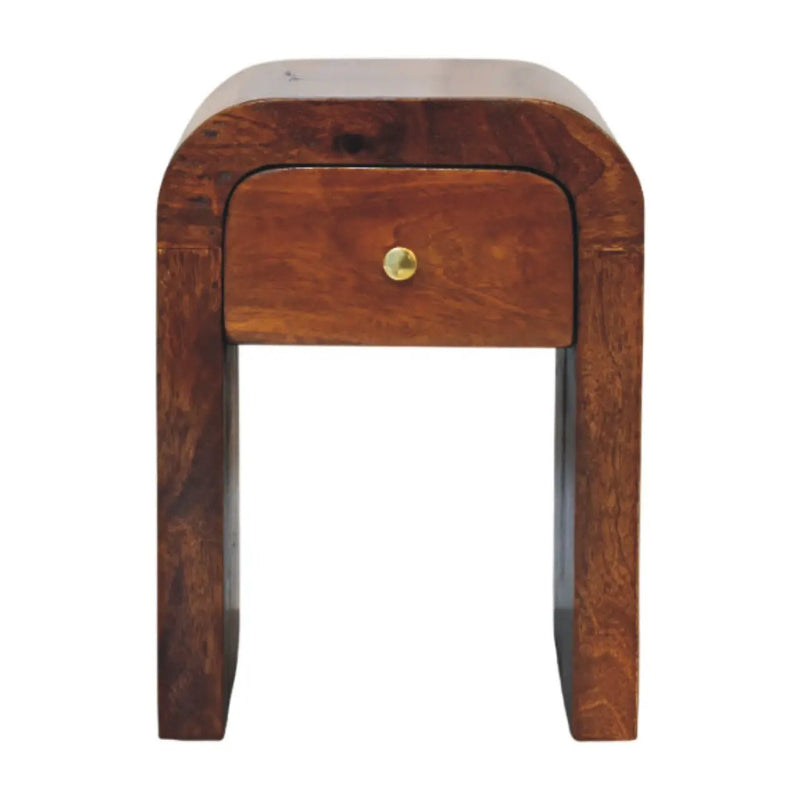 Mini Darcy Chestnut Nightstand with Curved Edges, 1-Drawer by HouseOfZazla
