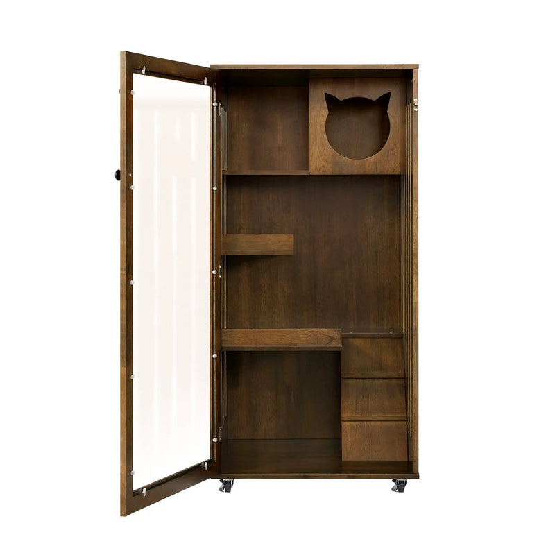 Basia Indoor Rubber Wood Cat Cabinet by HouseOfZazla