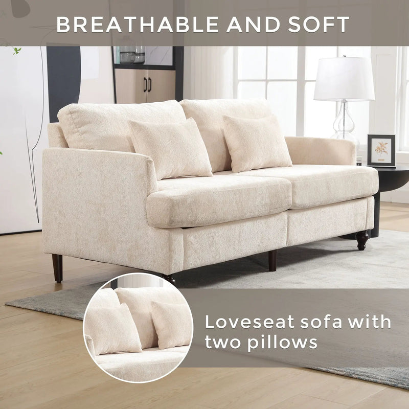Mid Century Modern Fabric Loveseat Sofa, 2 Seat Upholstered Couch by Unique Piece Furniture