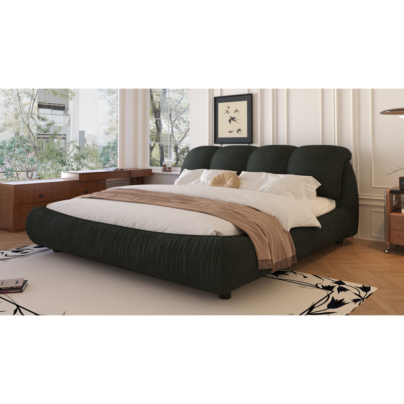 Luxury Upholstered Platform Bed With Oversized Padded Backrest And Solid Wood Frame by HouseOfZazla