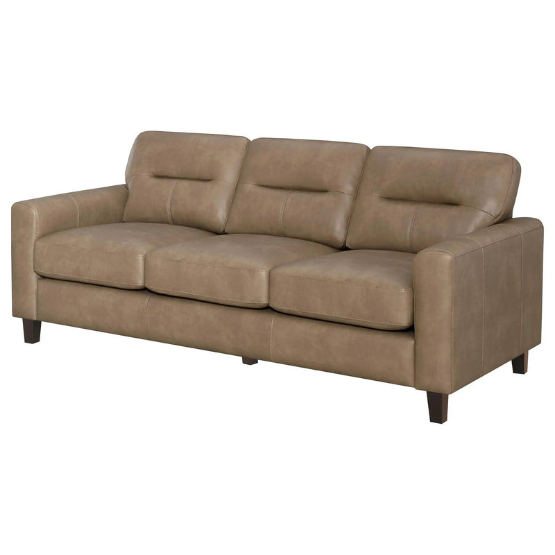 Scotland Faux Leather Upholstered Track Arm Sofa Brown by Unique Piece Furniture