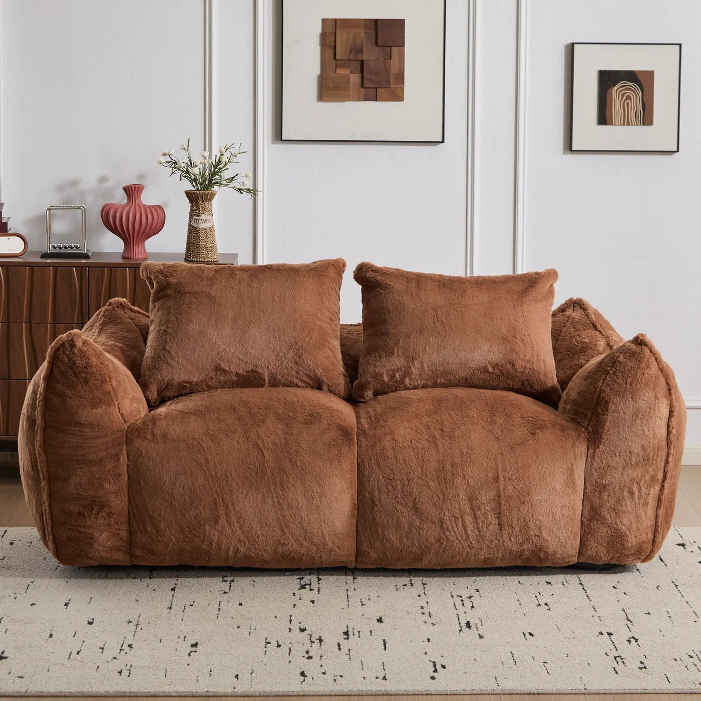 Giant Bean Bag Couch, Ultra Soft Fluffy Loveseat For Living Room by HouseOfZazla