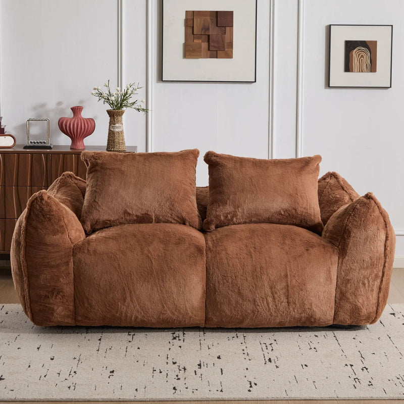 Giant Bean Bag Couch, Ultra Soft Fluffy Loveseat For Living Room by HouseOfZazla