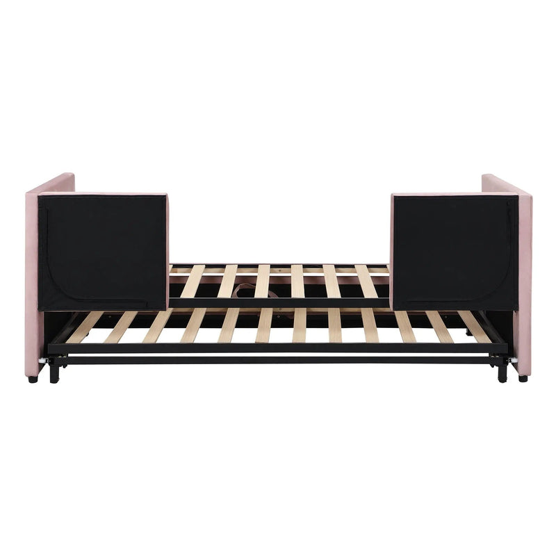 Twin Size Upholstered Daybed With Pop Up Trundle by Unique Piece Furniture