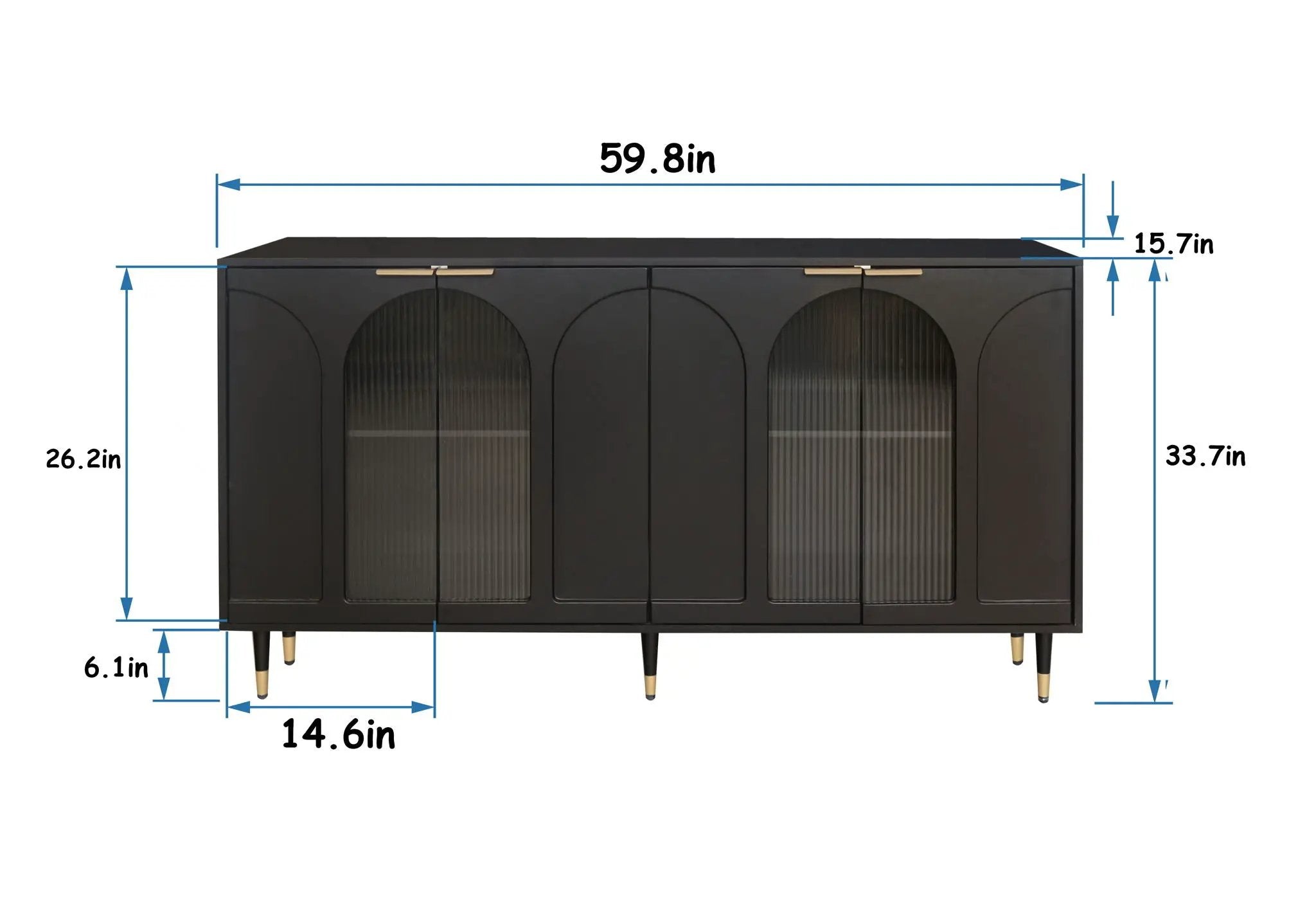 Accent Cabinet Lacquered Wooden Cabinet With 4 Glass Doors Sideboard Buffet Server Cabinet Storage Cabinet, For Living Room, Entryway, Hallway, Office, Kitchen And Dining Room by HouseOfZazla