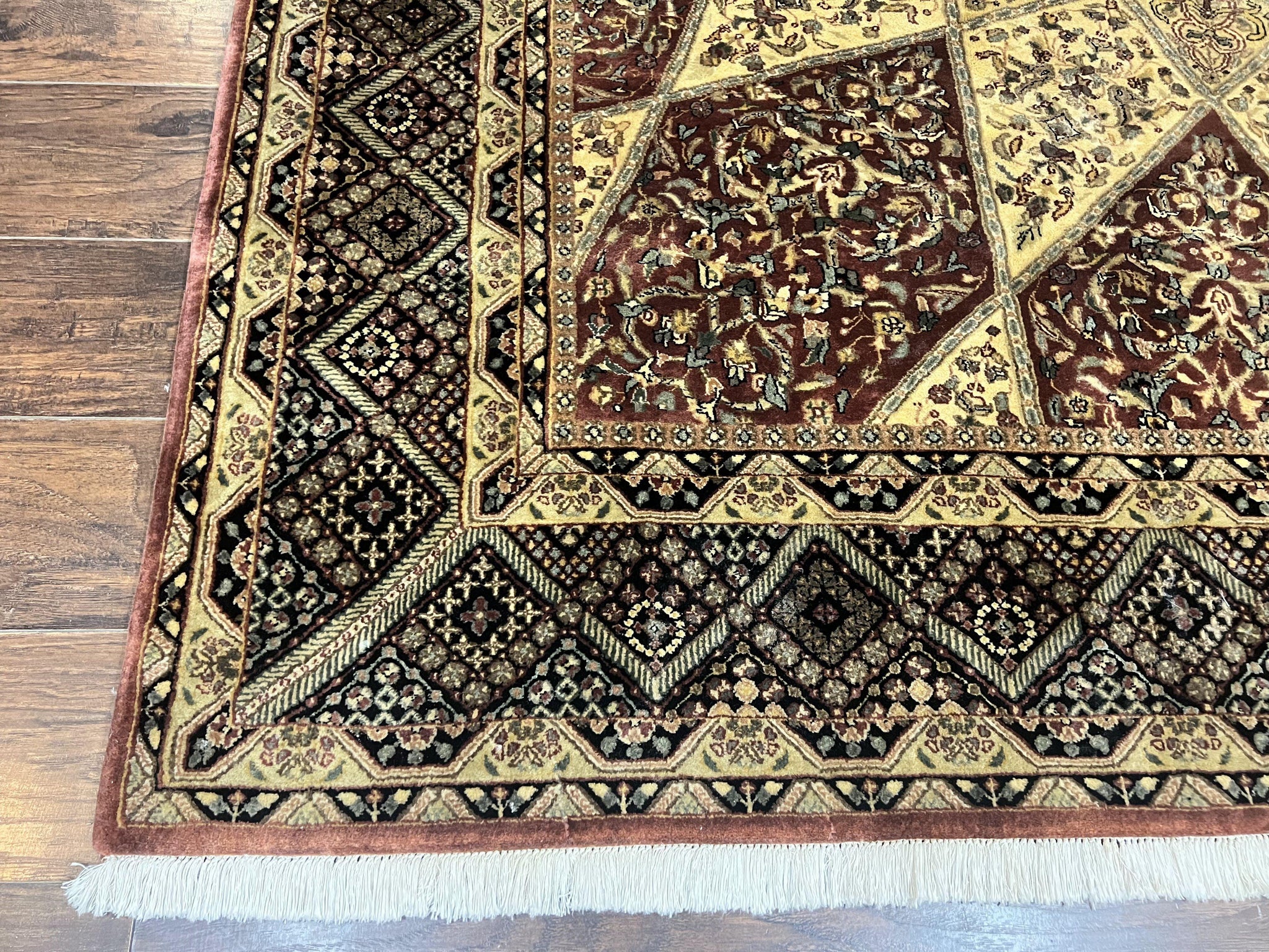 Indo Persian Rug 8x10, Dome Design, 210 KPSI, Handmade Vintage Wool Rug by Jewel Rugs