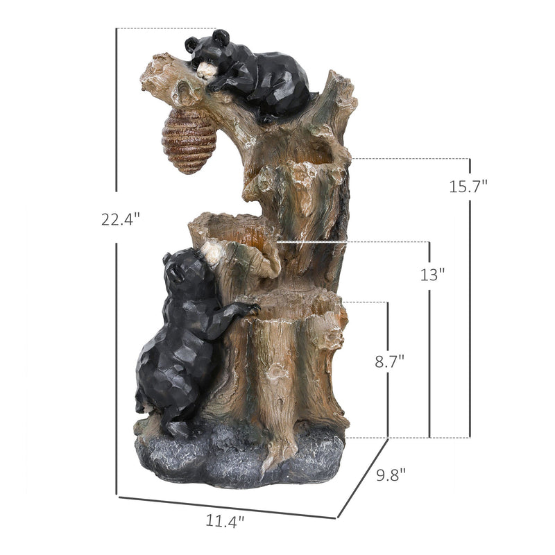 Resin Bear and Beehive 3 Tier Outdoor Fountain 22 Inch, photo 4 of 8