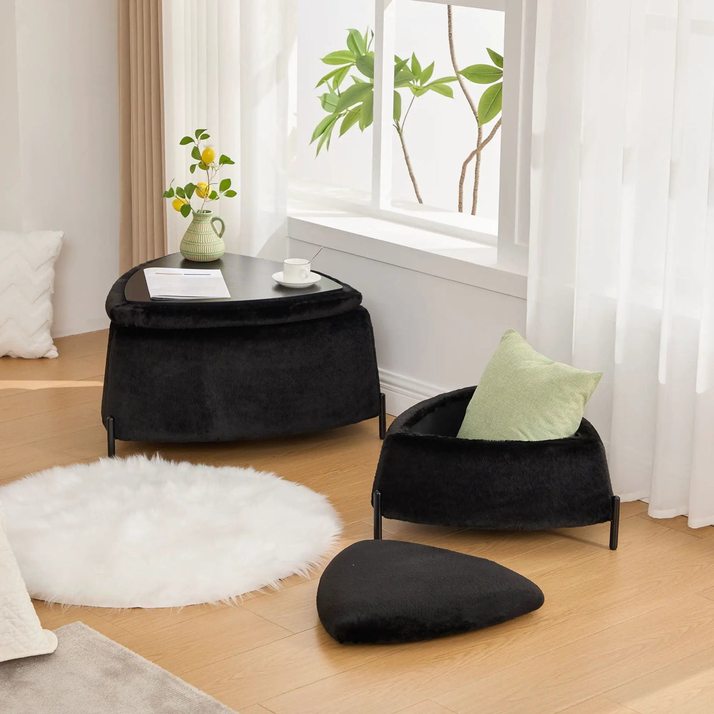 Upholstered Storage Ottoman Set With Reversible Lid by HouseOfZazla