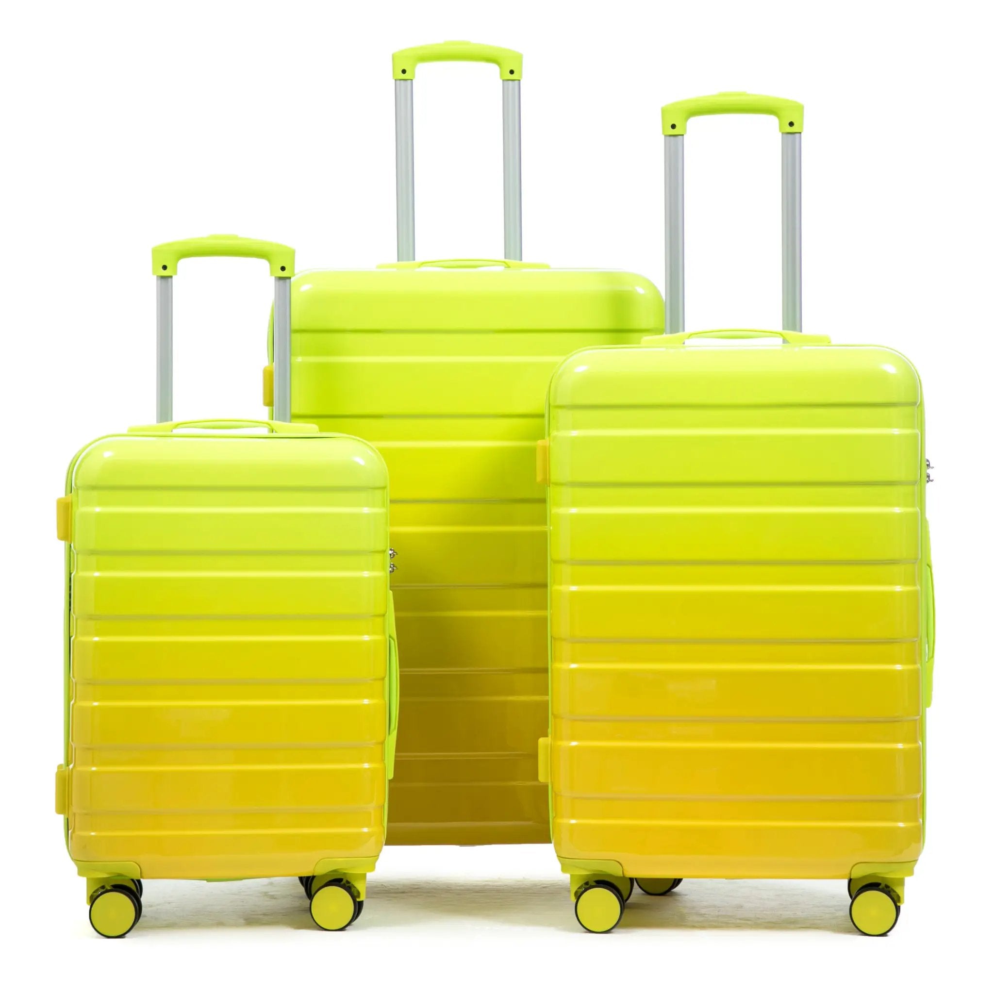 20'/24'/28' 3-Piece PC Spinner Wheel Luggage Set (Yellow+Green) by HouseOfZazla
