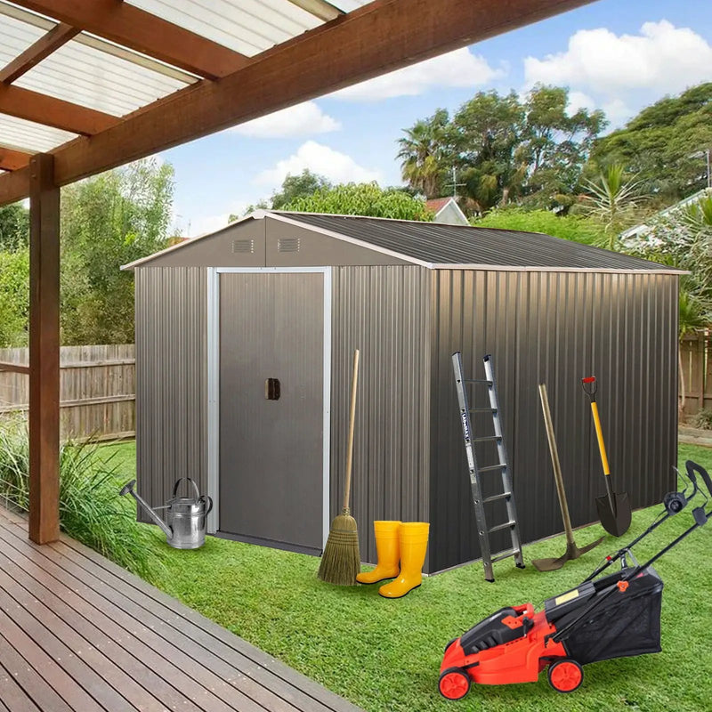 8X10Ft Outdoor Metal Storage Shed - Gray by HouseOfZazla