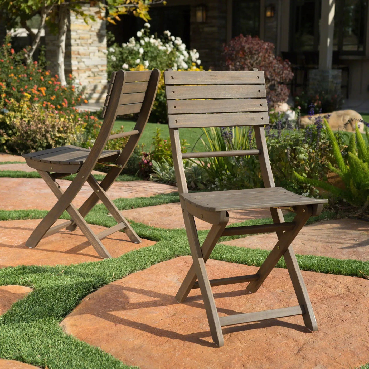 Outdoor Foldable Wood Dining Chair With Slat Design (Set of 2) by HouseOfZazla